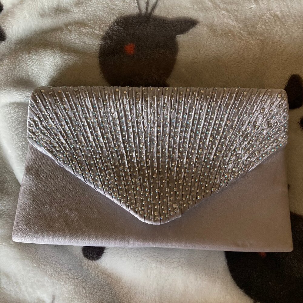 Satin and Rhinestone Clutch (with chain)